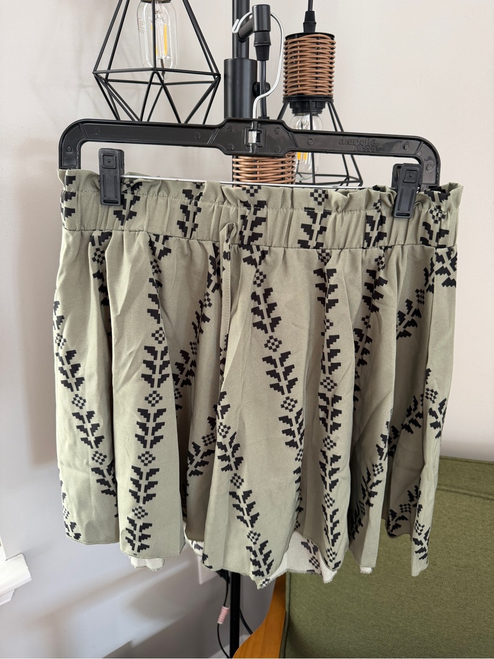 Women’s Olive Green Printed Shorts